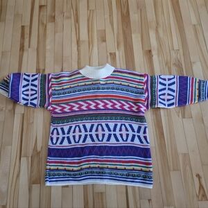 Colorful Patterned 80s Vintage Croquet Club Sweater Size Large